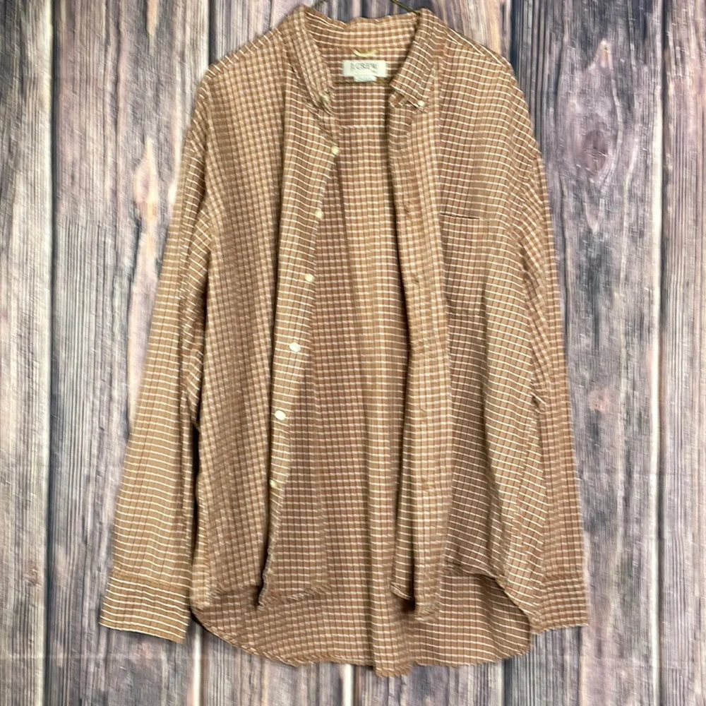 J. CREW MEN SHIRT Size XXL Color Brown White